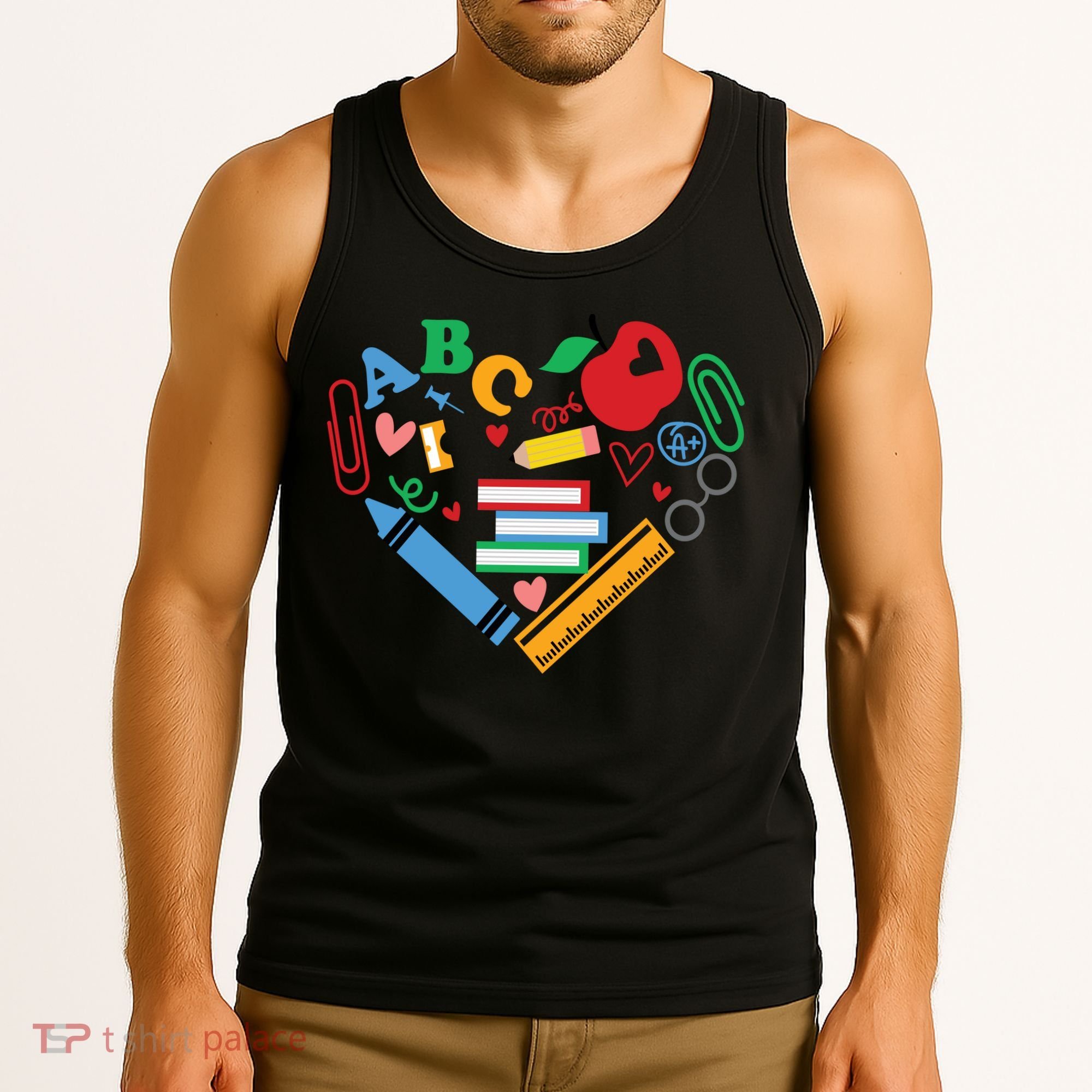 Cute Heart Love Back To School Supplies Tank Top