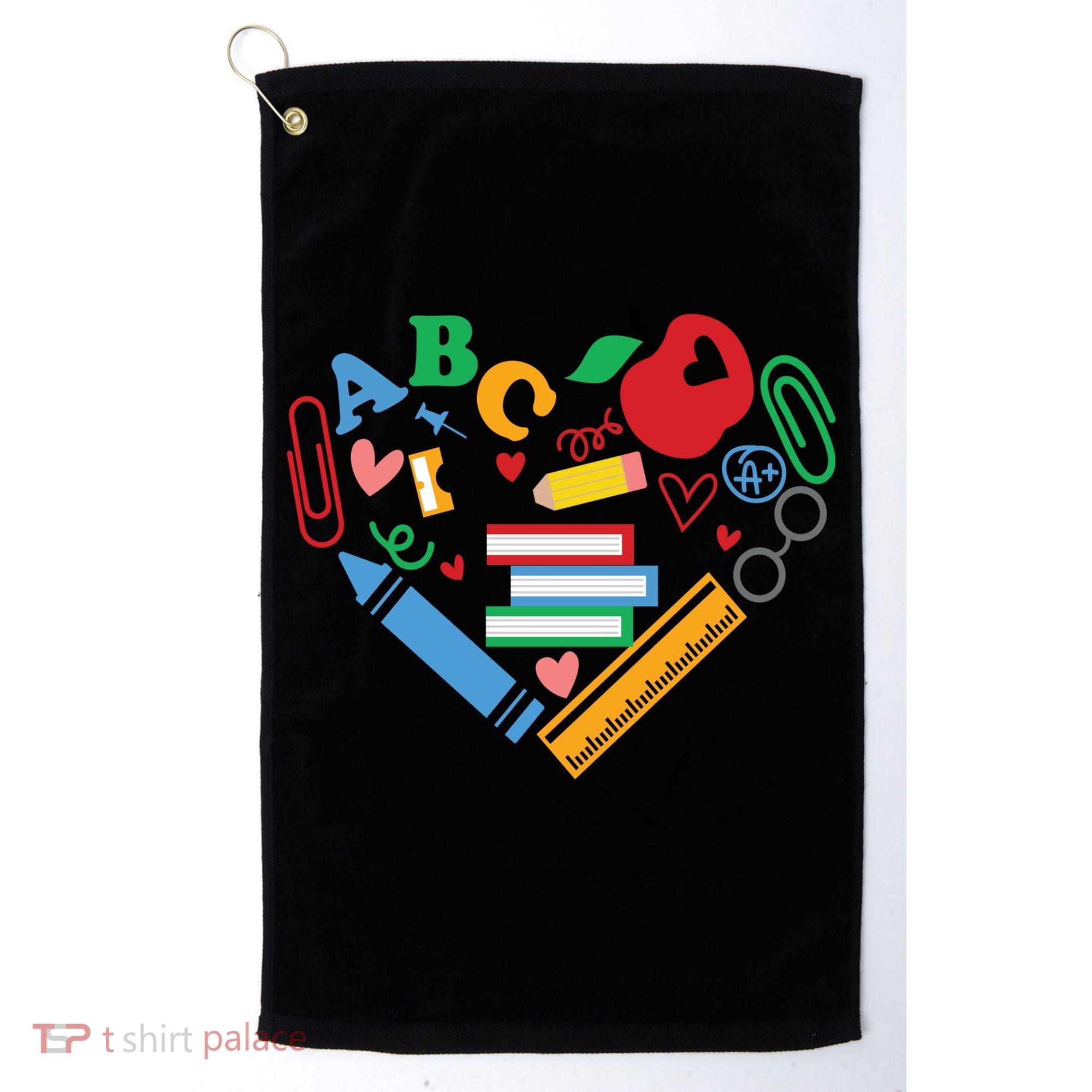 Cute Heart Love Back To School Supplies Golf Towel