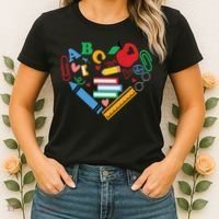 Cute Heart Love Back To School Supplies Women's T-Shirt thumb 2