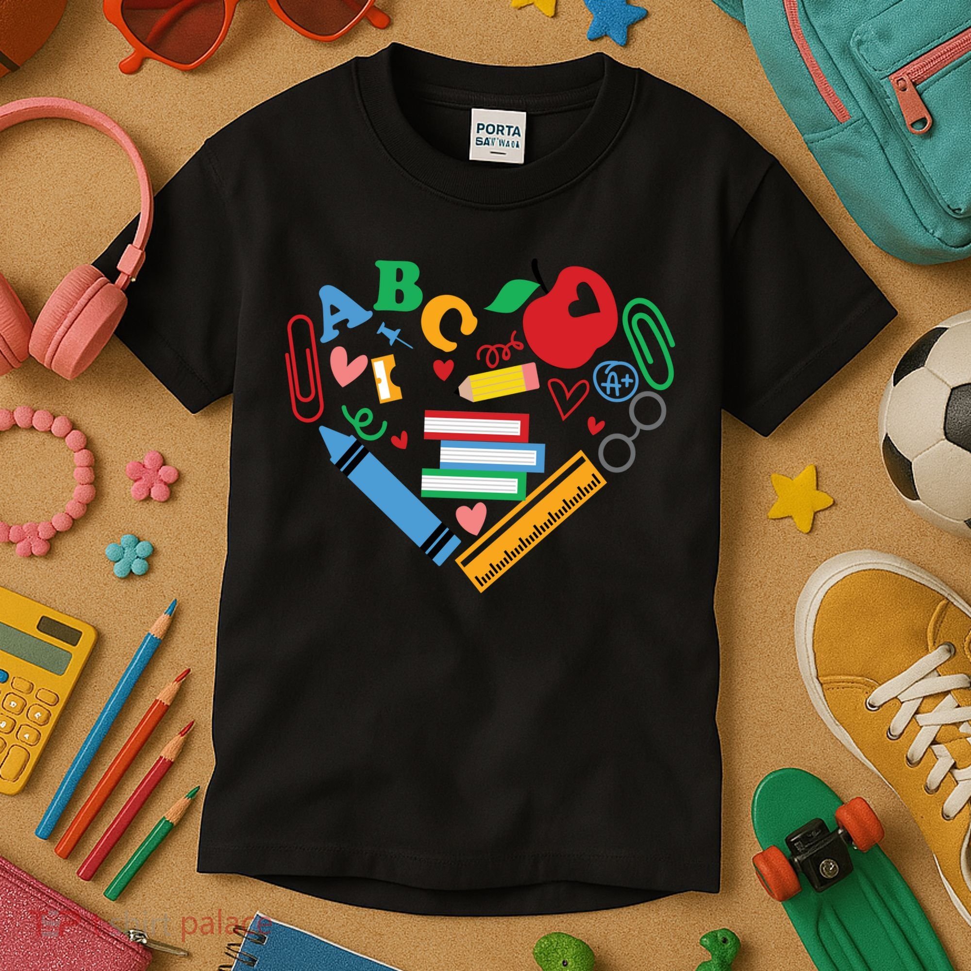 Cute Heart Love Back To School Supplies Kids T-Shirt