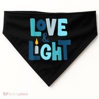 Christmas Hanukkah Love And Light Chanukah Jewish  USA-Made Doggie Bandana thumb 0