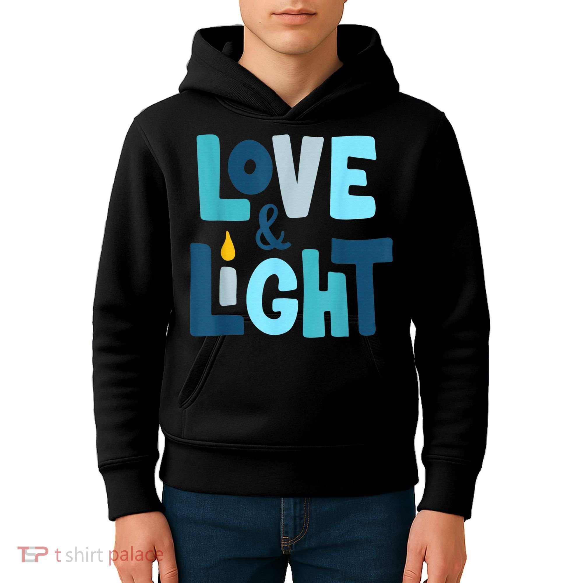 Christmas Hanukkah Love And Light Chanukah Jewish  Kids Hoodie