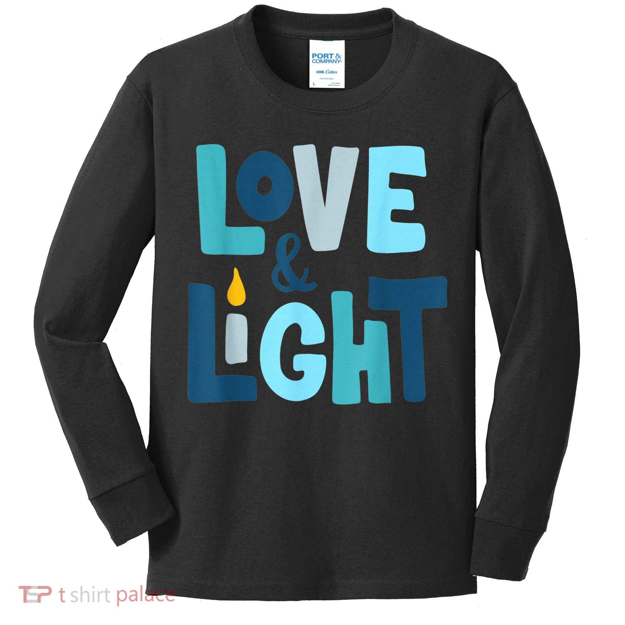 Christmas Hanukkah Love And Light Chanukah Jewish  Kids Long Sleeve Shirt