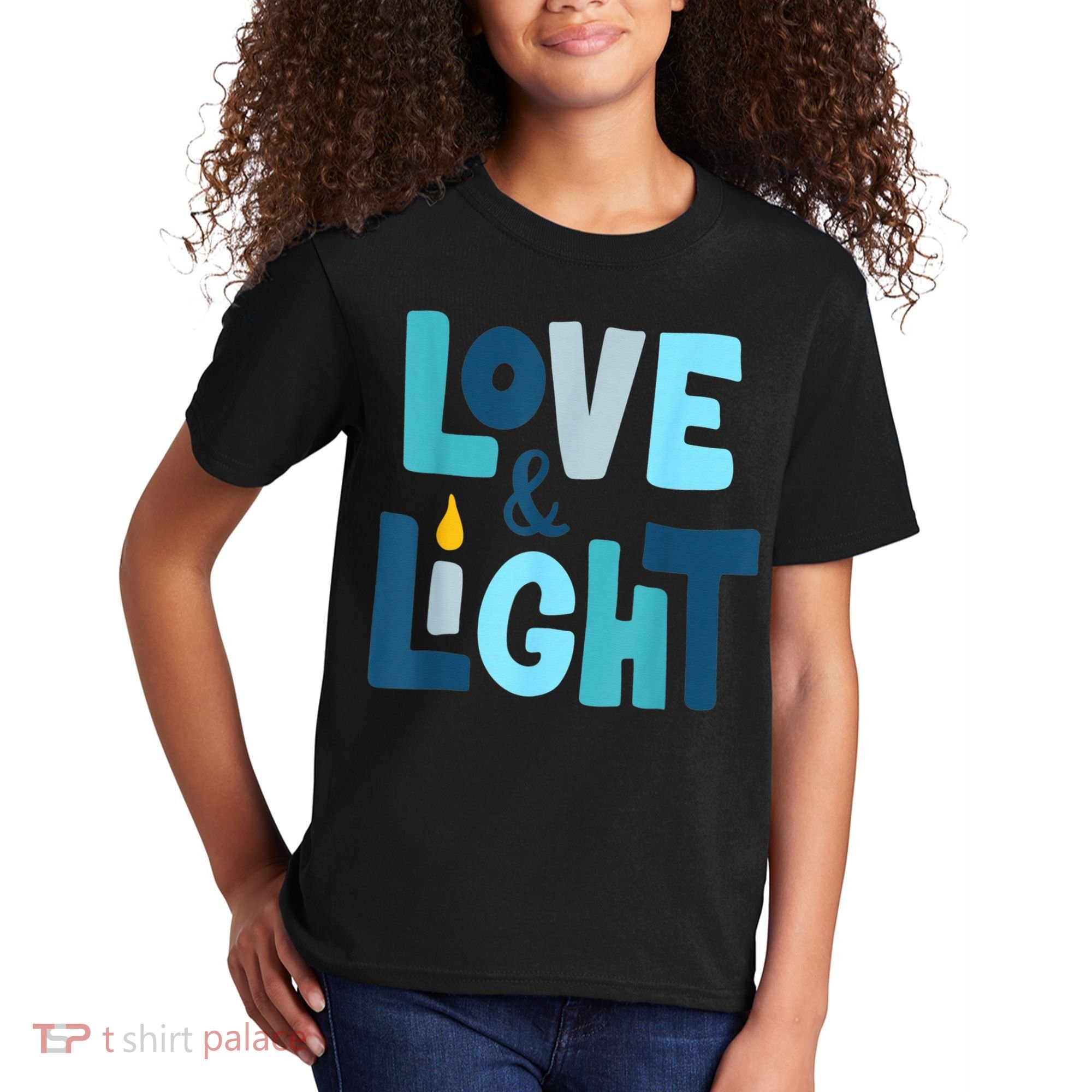 Christmas Hanukkah Love And Light Chanukah Jewish  Kids T-Shirt