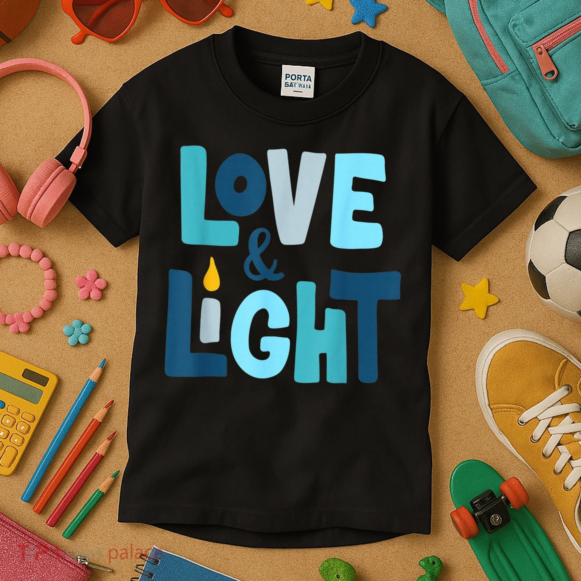Christmas Hanukkah Love And Light Chanukah Jewish  Kids T-Shirt
