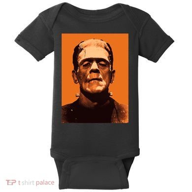 Classic Halloween Monster Frankenstein Vintage Horror Orange Baby Bodysuit
