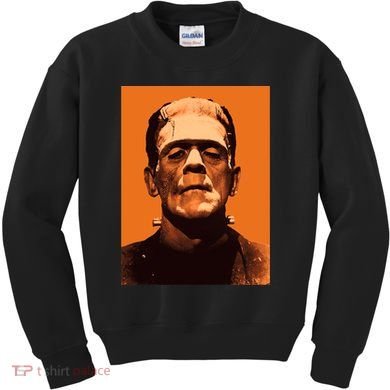 Classic Halloween Monster Frankenstein Vintage Horror Orange Kids Sweatshirt