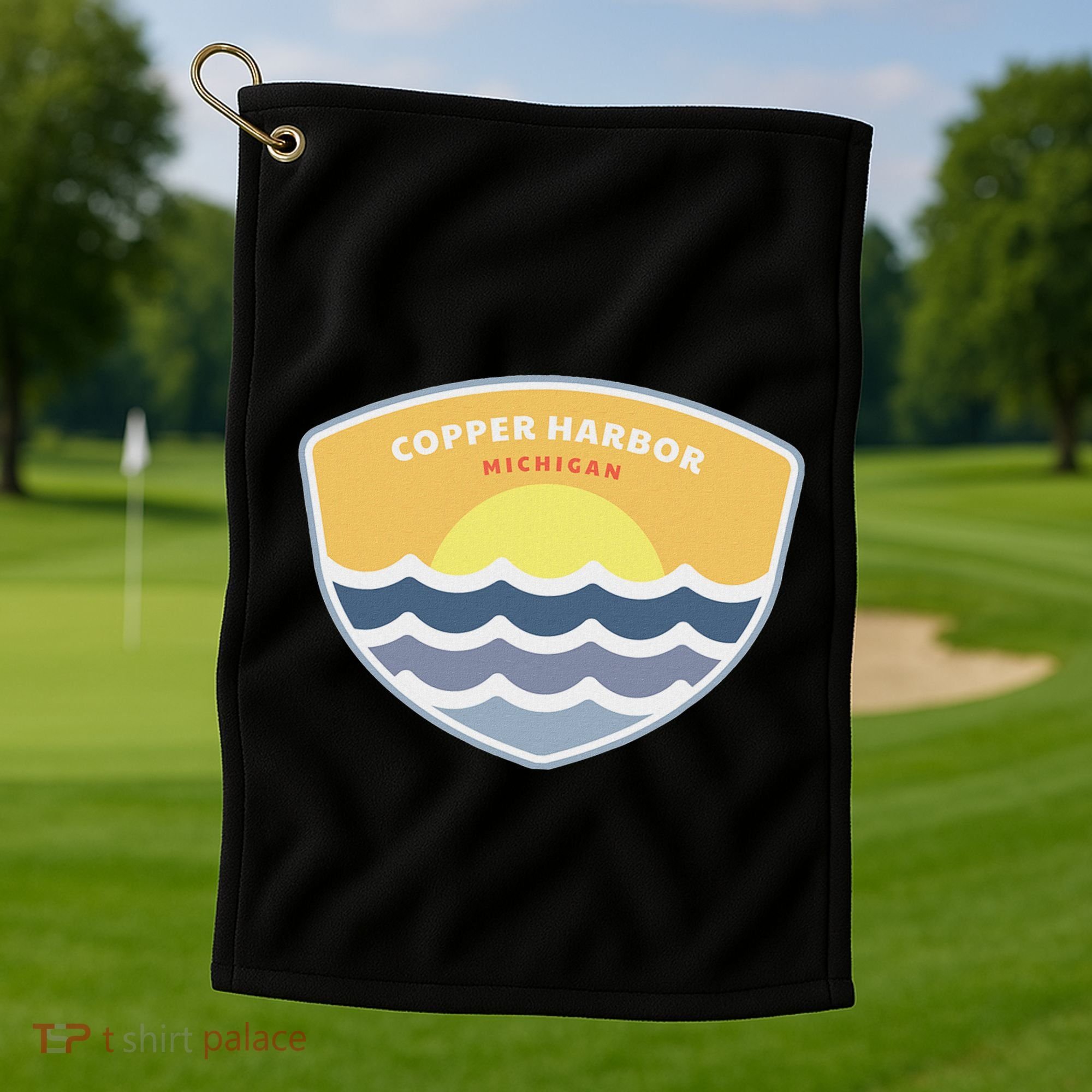 Copper Harbor Michigan Mi Sunset Vacation Souvenir Golf Towel