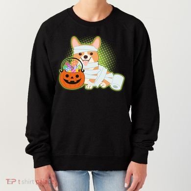 Cute Halloween Mummy Welsh Corgi And Pumpkin Candy Women's Sweatshirt