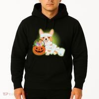 Cute Halloween Mummy Welsh Corgi And Pumpkin Candy Hoodie thumb 2