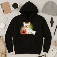 Cute Halloween Mummy Welsh Corgi And Pumpkin Candy Hoodie thumb 3