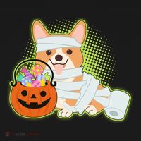 Cute Halloween Mummy Welsh Corgi And Pumpkin Candy Hoodie thumb 7