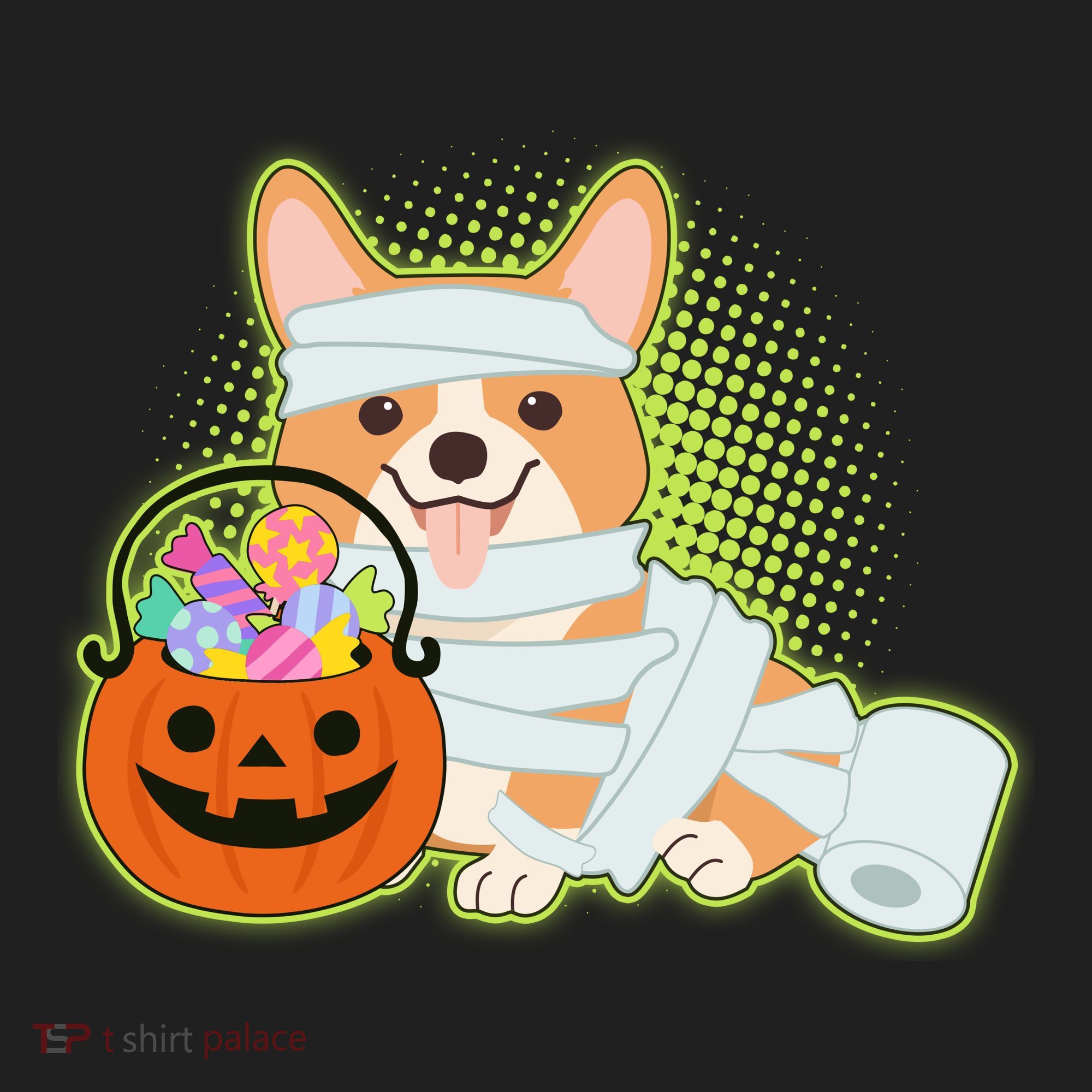Cute Halloween Mummy Welsh Corgi And Pumpkin Candy Beanie