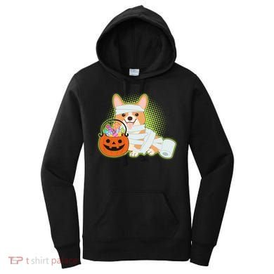Cute Halloween Mummy Welsh Corgi And Pumpkin Candy Women's Hoodie
