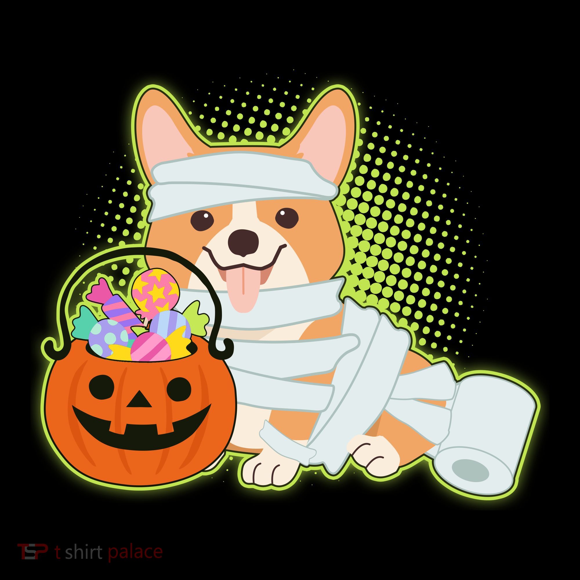 Cute Halloween Mummy Welsh Corgi And Pumpkin Candy Women's Hoodie
