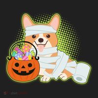 Cute Halloween Mummy Welsh Corgi And Pumpkin Candy Hat thumb 2