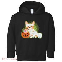 Cute Halloween Mummy Welsh Corgi And Pumpkin Candy Toddler Hoodie thumb 0