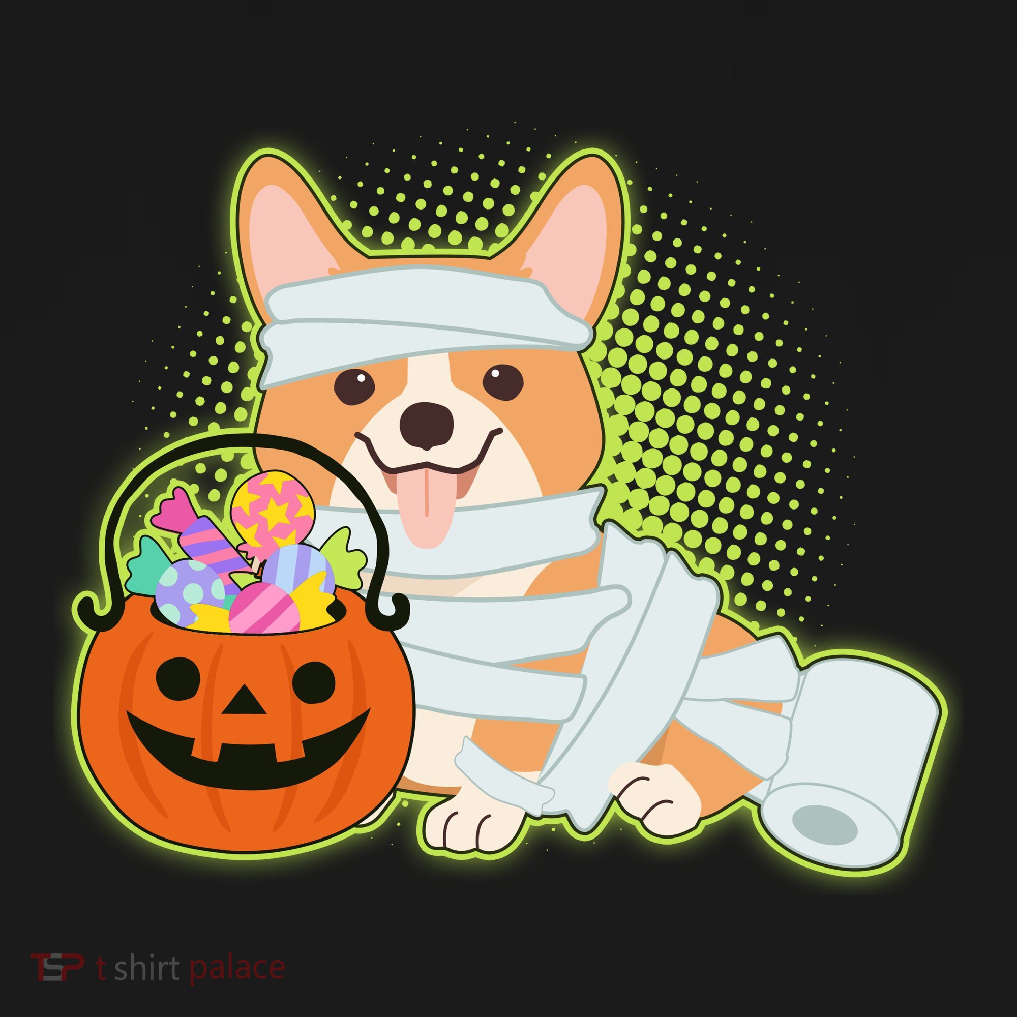 Cute Halloween Mummy Welsh Corgi And Pumpkin Candy Toddler Hoodie
