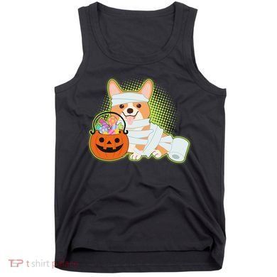 Cute Halloween Mummy Welsh Corgi And Pumpkin Candy Tank Top