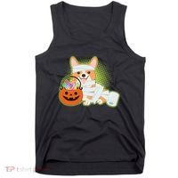 Cute Halloween Mummy Welsh Corgi And Pumpkin Candy Tank Top thumb 0