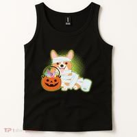 Cute Halloween Mummy Welsh Corgi And Pumpkin Candy Tank Top thumb 2