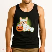 Cute Halloween Mummy Welsh Corgi And Pumpkin Candy Tank Top thumb 3