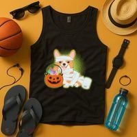 Cute Halloween Mummy Welsh Corgi And Pumpkin Candy Tank Top thumb 4