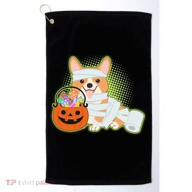Cute Halloween Mummy Welsh Corgi And Pumpkin Candy Golf Towel