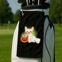 Cute Halloween Mummy Welsh Corgi And Pumpkin Candy Golf Towel thumb 2