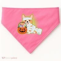 Cute Halloween Mummy Welsh Corgi And Pumpkin Candy USA-Made Doggie Bandana thumb 0