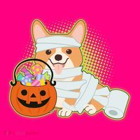 Cute Halloween Mummy Welsh Corgi And Pumpkin Candy Long Sleeve Shirt thumb 2