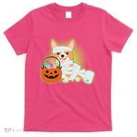 Cute Halloween Mummy Welsh Corgi And Pumpkin Candy T-Shirt thumb 0