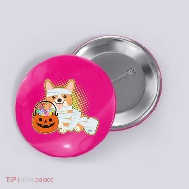 Cute Halloween Mummy Welsh Corgi And Pumpkin Candy Button