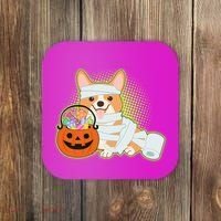 Cute Halloween Mummy Welsh Corgi And Pumpkin Candy Coaster thumb 0