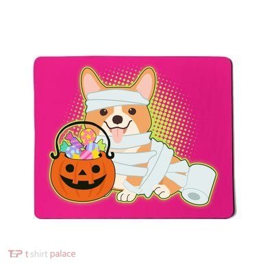Cute Halloween Mummy Welsh Corgi And Pumpkin Candy Mousepad