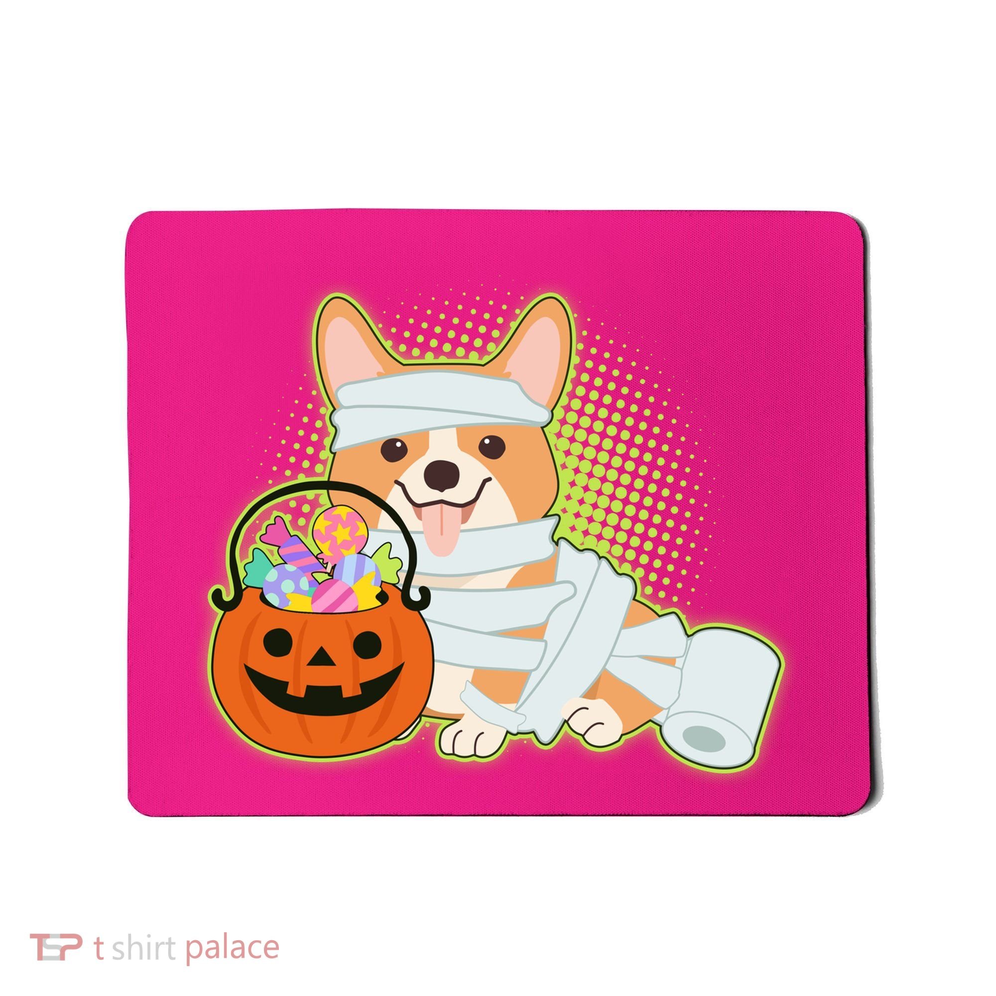 Cute Halloween Mummy Welsh Corgi And Pumpkin Candy Mousepad