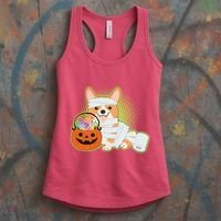 Cute Halloween Mummy Welsh Corgi And Pumpkin Candy Women's Tank Top thumb 3