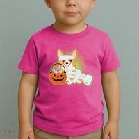 Cute Halloween Mummy Welsh Corgi And Pumpkin Candy Toddler T-Shirt thumb 2