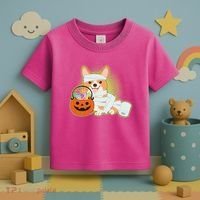 Cute Halloween Mummy Welsh Corgi And Pumpkin Candy Toddler T-Shirt thumb 3