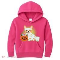Cute Halloween Mummy Welsh Corgi And Pumpkin Candy Kids Hoodie thumb 0