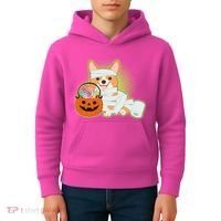 Cute Halloween Mummy Welsh Corgi And Pumpkin Candy Kids Hoodie thumb 4