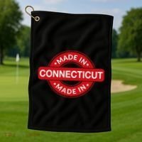 Connecticut Home Made In Connecticut Funny Label Golf Towel thumb 1