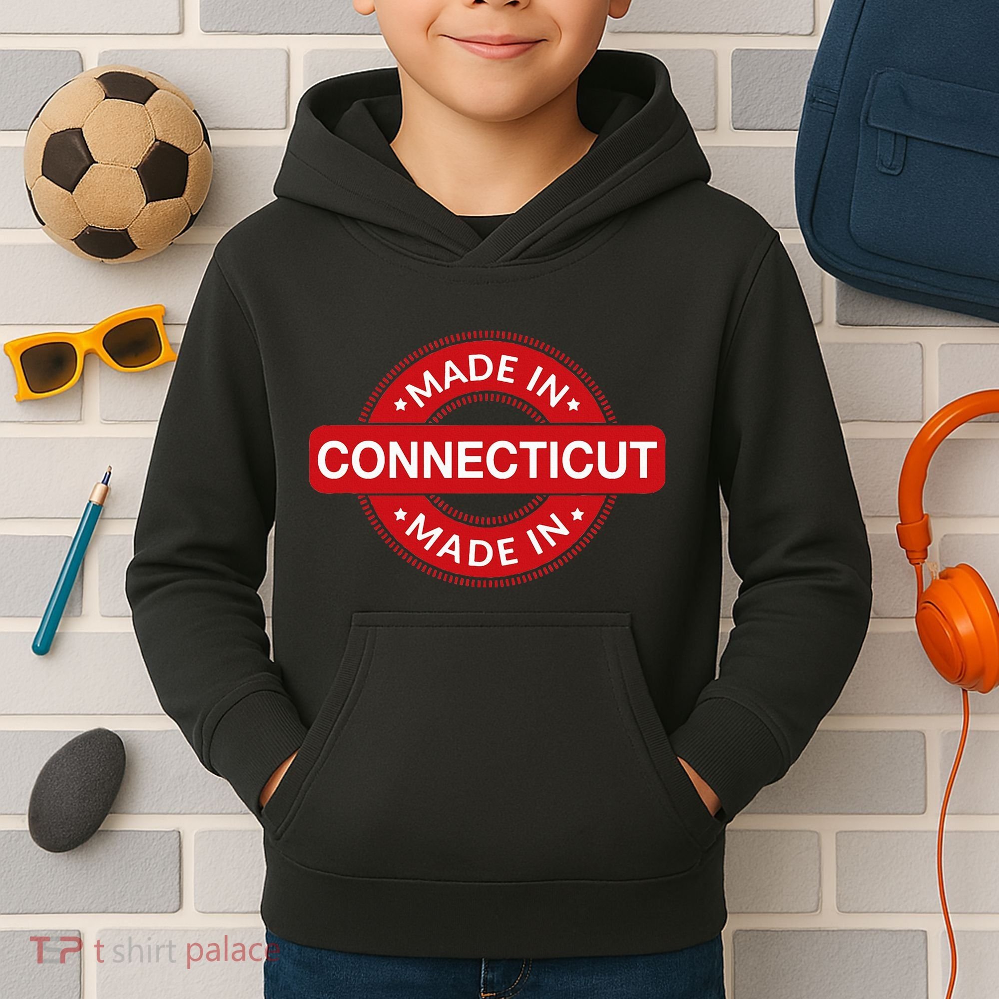 Connecticut Home Made In Connecticut Funny Label Kids Hoodie