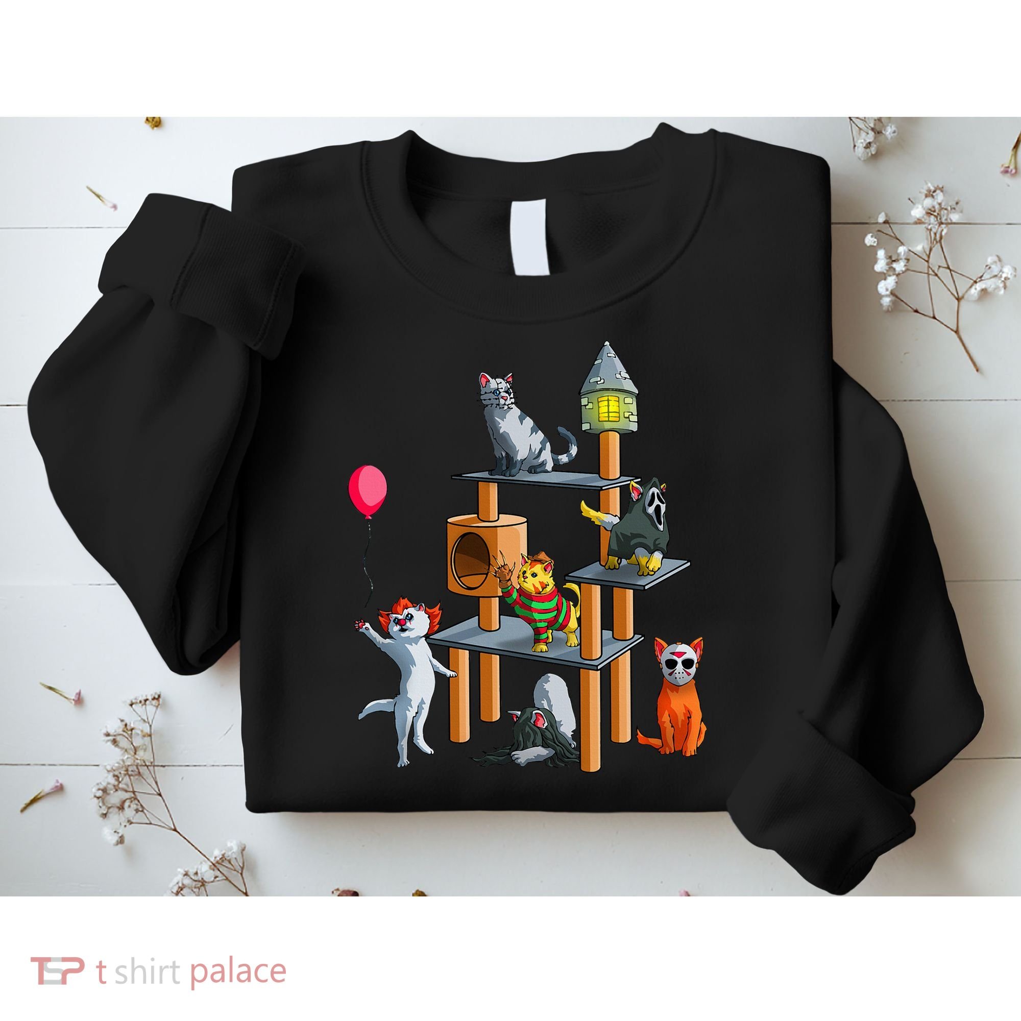 Cat Horror Movies Cute Halloween For Cat Kitty Lovers Sweatshirt