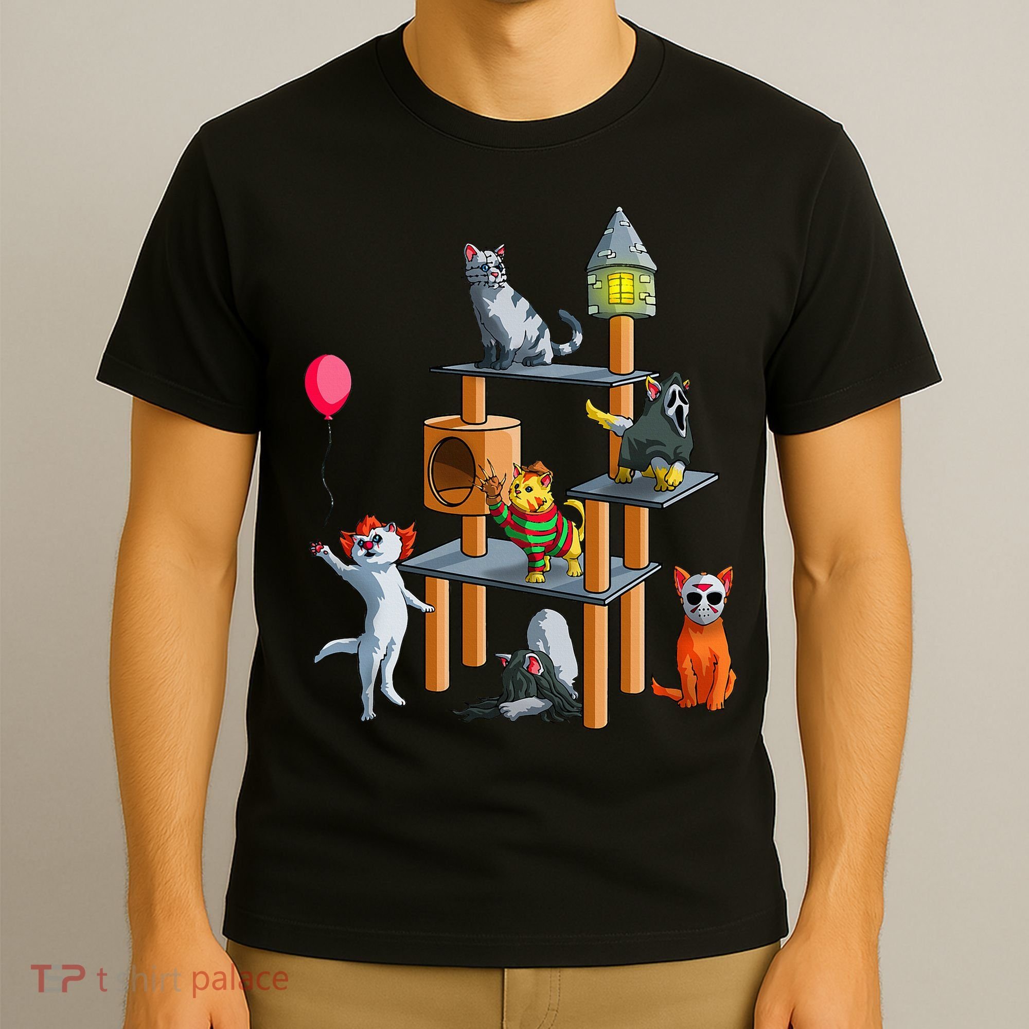 Cat Horror Movies Cute Halloween For Cat Kitty Lovers T-Shirt