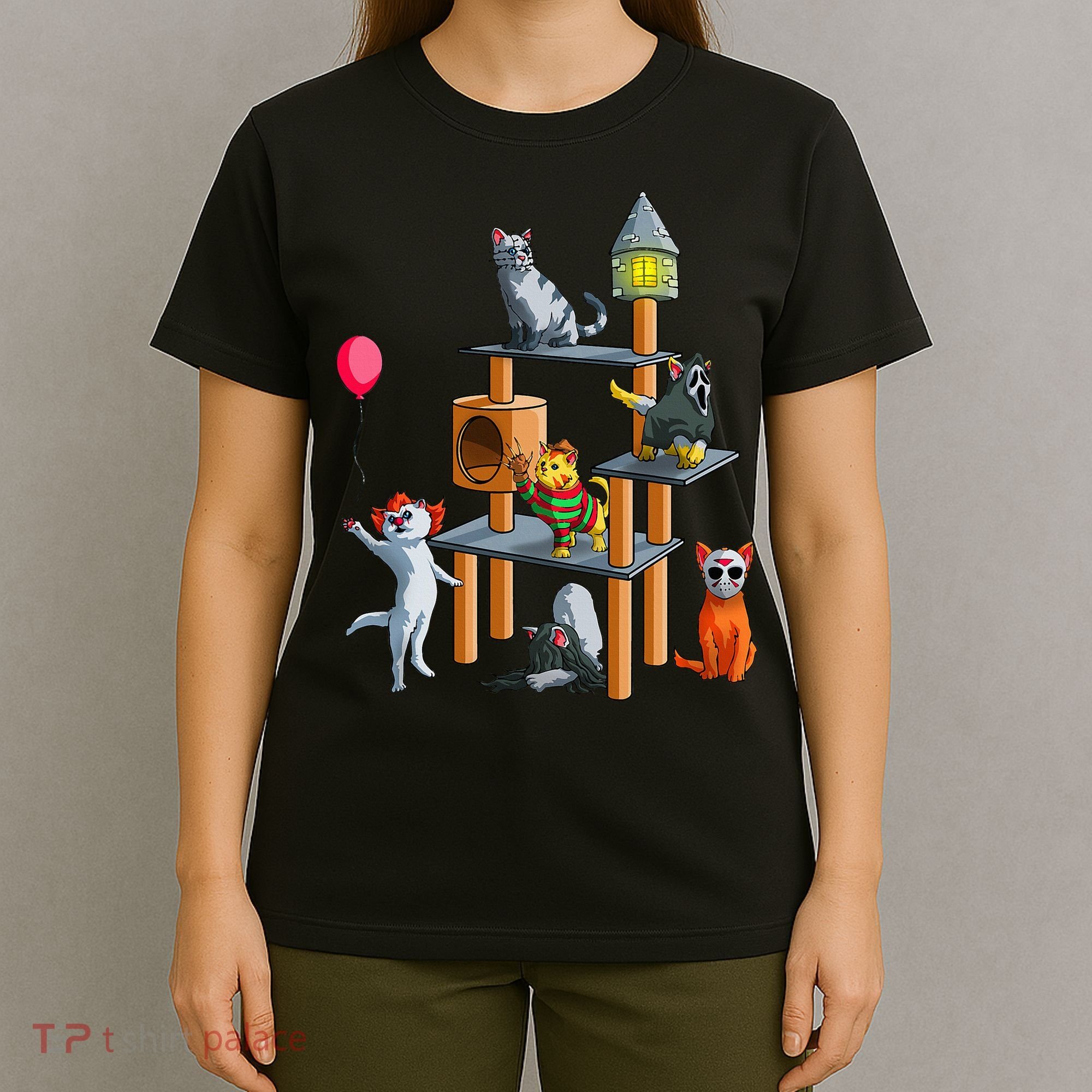Cat Horror Movies Cute Halloween For Cat Kitty Lovers T-Shirt