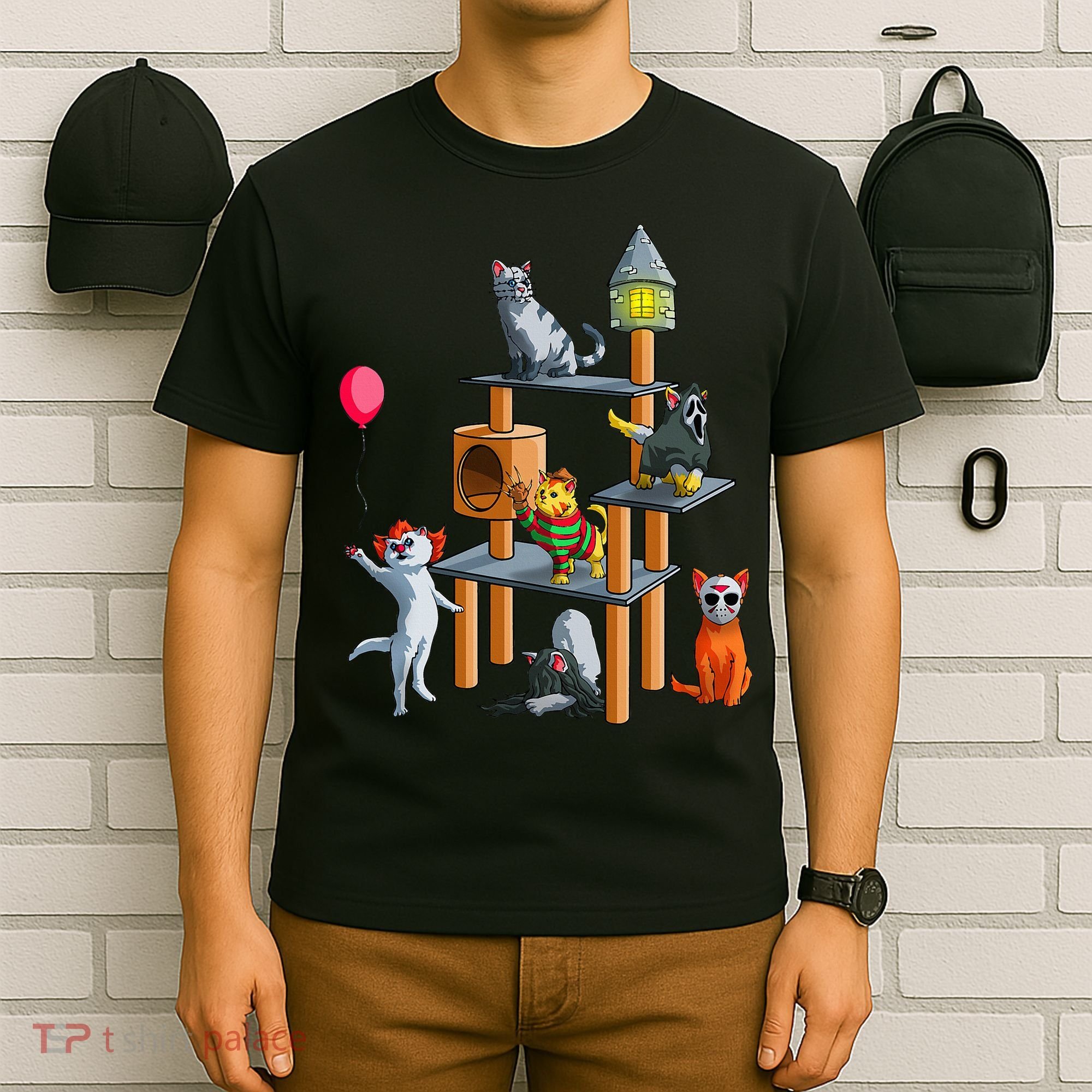 Cat Horror Movies Cute Halloween For Cat Kitty Lovers T-Shirt