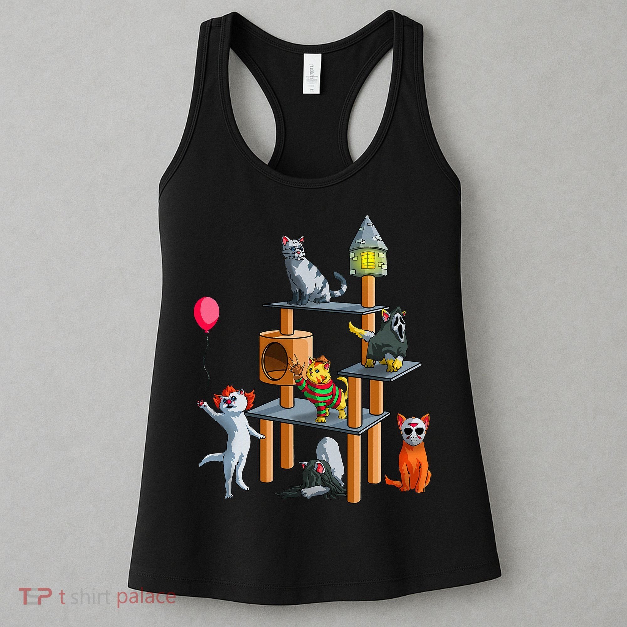 Cat Horror Movies Cute Halloween For Cat Kitty Lovers Women's Tank Top