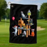 Cat Horror Movies Cute Halloween For Cat Kitty Lovers Golf Towel thumb 1