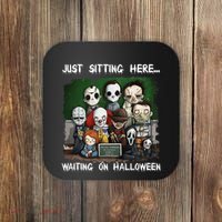 Chibi Horror Movie Just Sitting Here Waiting On Halloween Coaster thumb 0